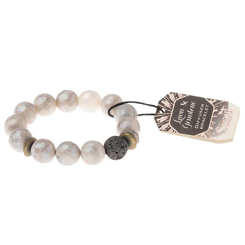 Essential oils diffuser bracelet in champagne colored gemstones with lava diffuser bead.