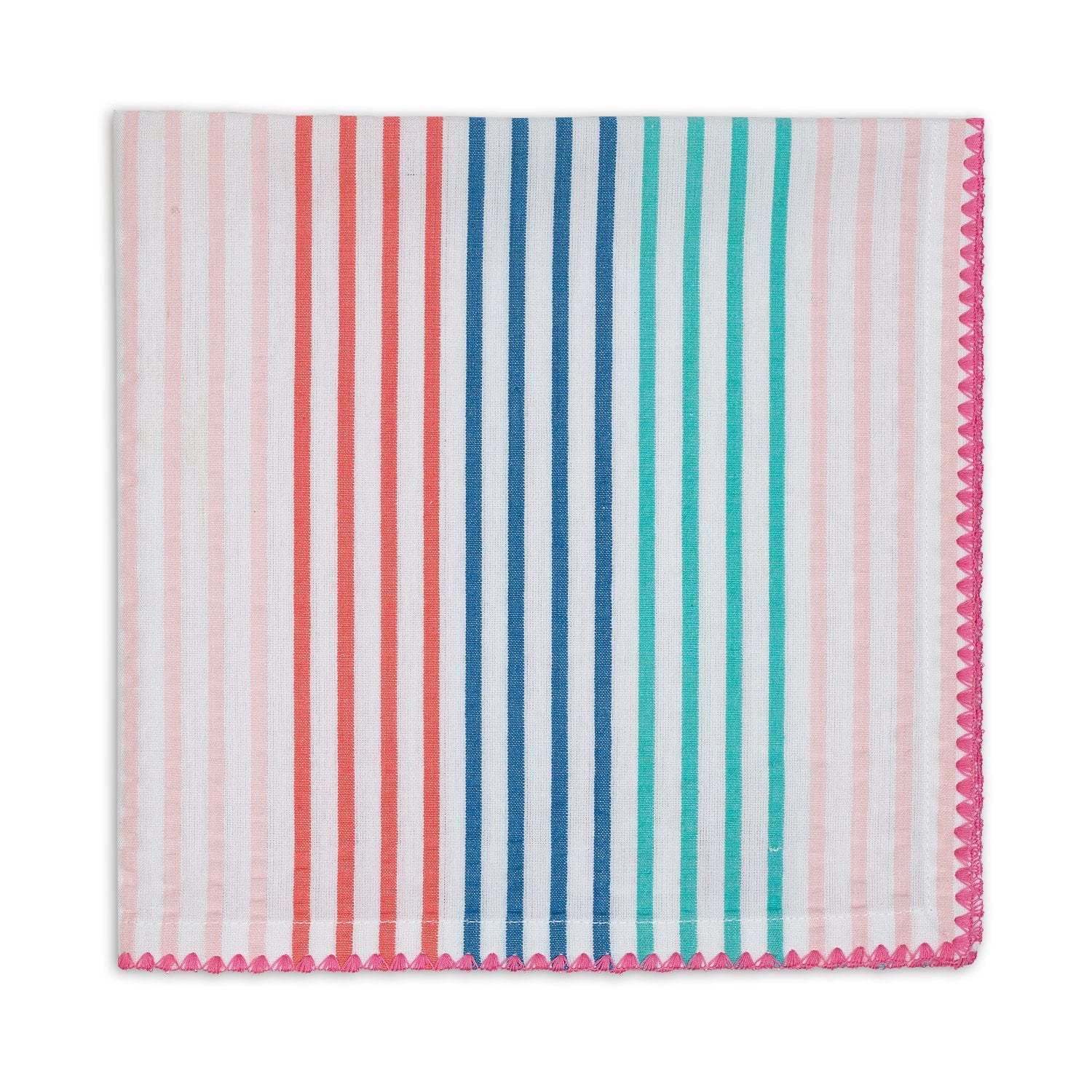 Easter home decoration ideas. Striped seersucker napkins.