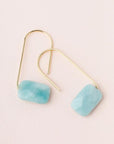 Natural stone drop earrings in amazonite and gold.