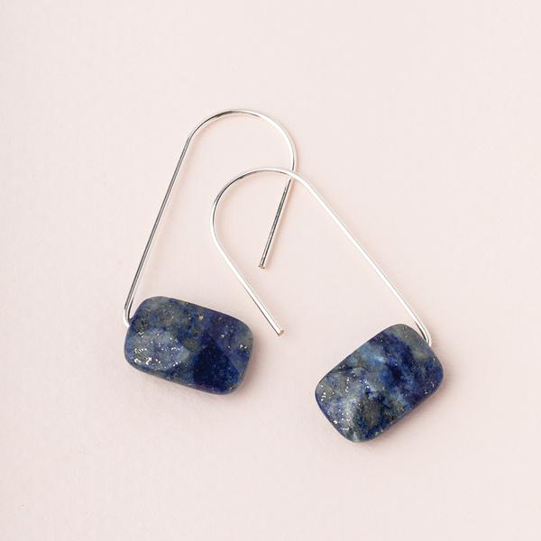 Natural stone drop earrings in lapis and silver.