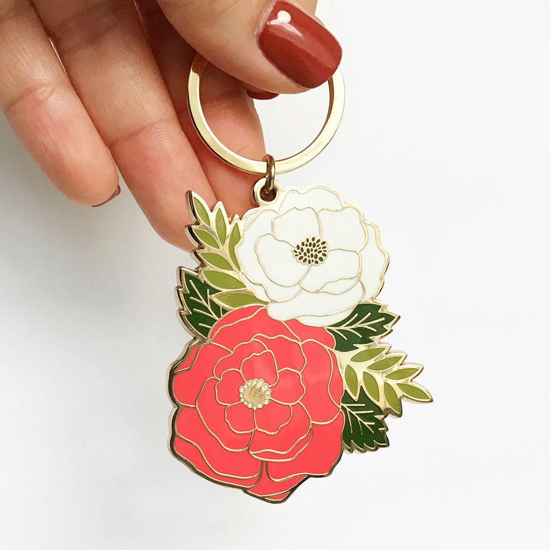 Unique gifts for plant lovers. Floral cluster keychain.