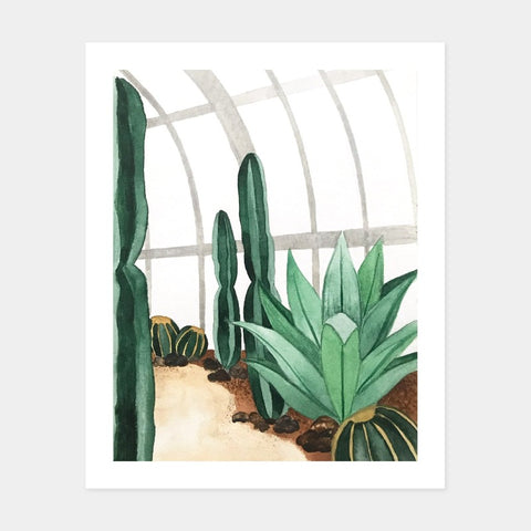 Gift for cactus lover. Watercolor print of cacti and agave.
