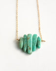 Gold stone pendant necklace with Amazonite.