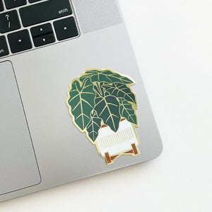 House plant stickers. Alocasia sticker shown on laptop.