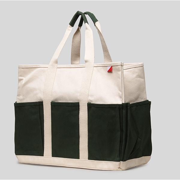 Eco-friendly Grocery Bags. Hunter green and natural.