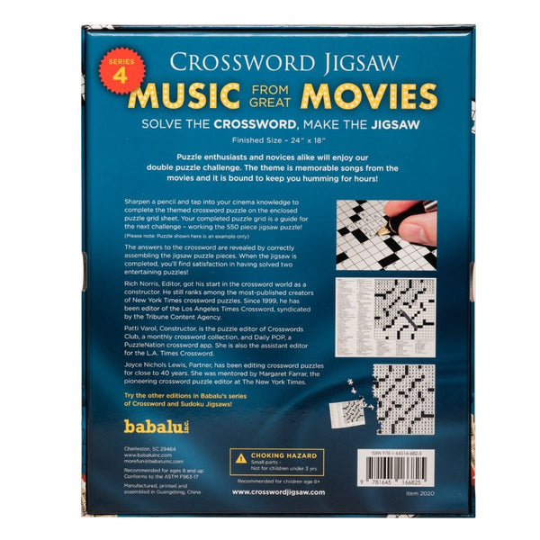 Part jigsaw puzzle part crossword puzzle. Back of box shown.