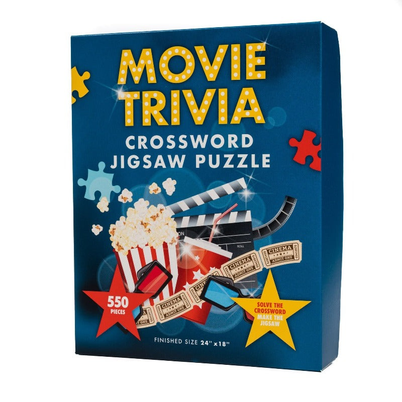 Part jigsaw puzzle part crossword. Movie Trivia theme puzzle.