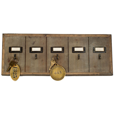 Rustic Home Decor Ideas. Pine key rack with 5 hooks.