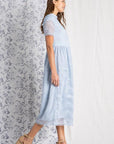 Lace dress for women light blue side view.