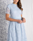 Lace dress for women light blue chevron pattern.