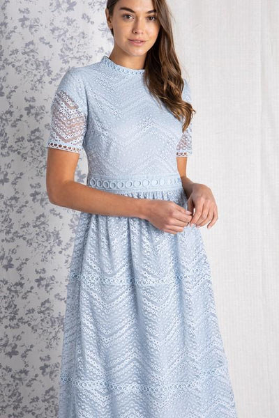 Lace dress for women light blue chevron pattern.