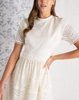 Lace dress for women off white chevron pattern.