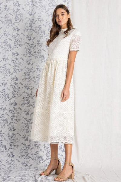 Lace dress for women off white side view.