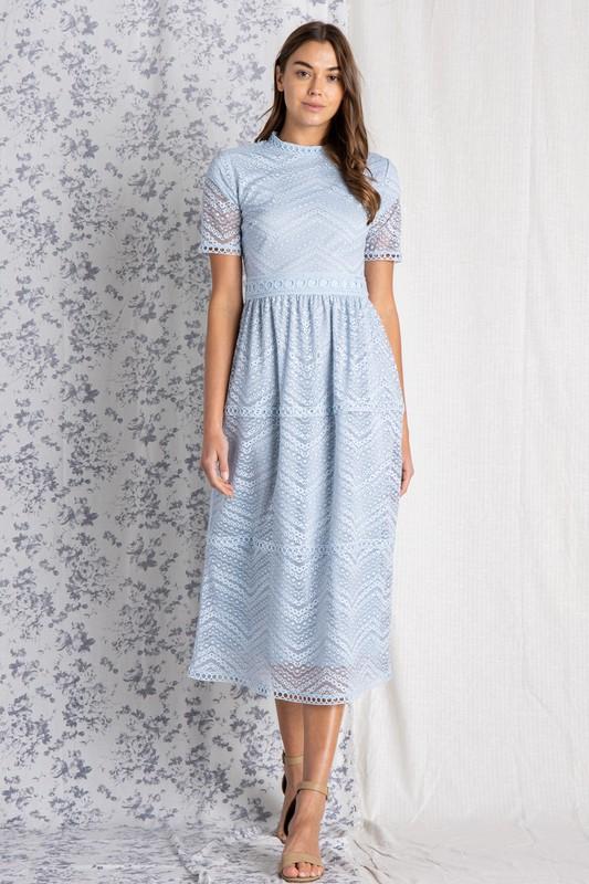 Lace dress for women light blue.