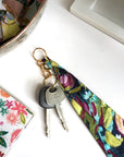 Scarf key chain in lilac floral print.