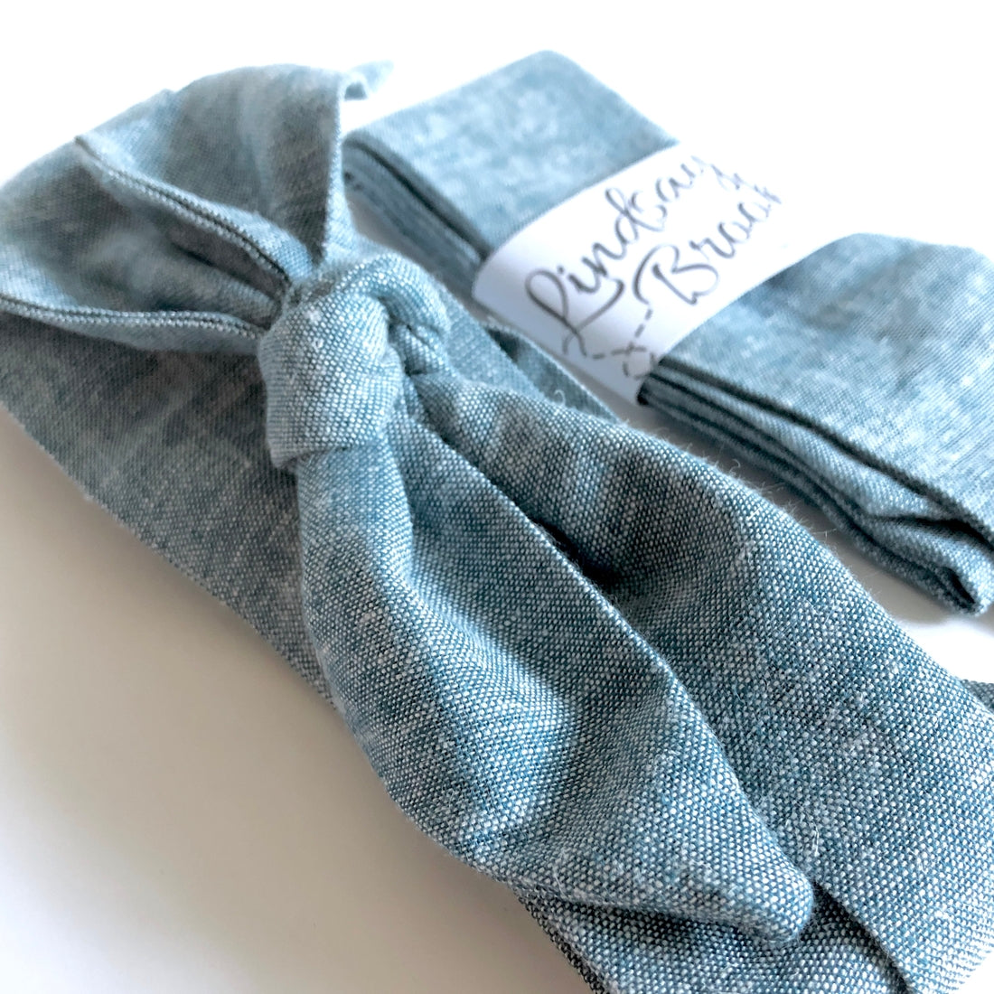 Cute hair wrap scarf. Cerulean blue linen.