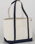 Perfect beach tote. Navy and natural.