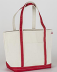 Perfect beach tote. Red and natural.