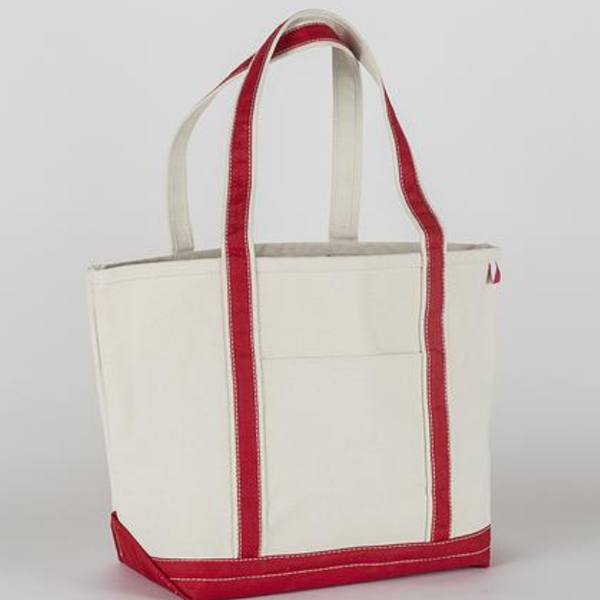 Perfect beach tote. Red and natural.