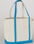 Perfect beach tote. Turquoise and natural.