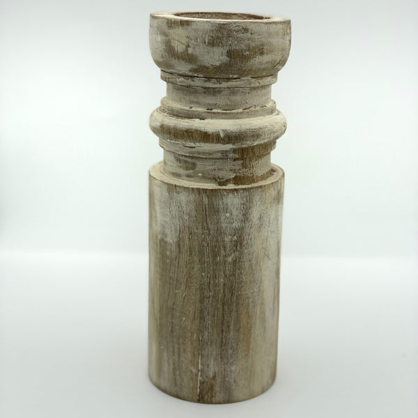 Barrel shaped pillar candle holder tall.