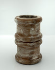 Short round pillar candle holder wood.