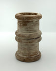 Sample of short round pillar candle holder wood.