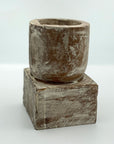 Sample of short square pillar candle holder wood.