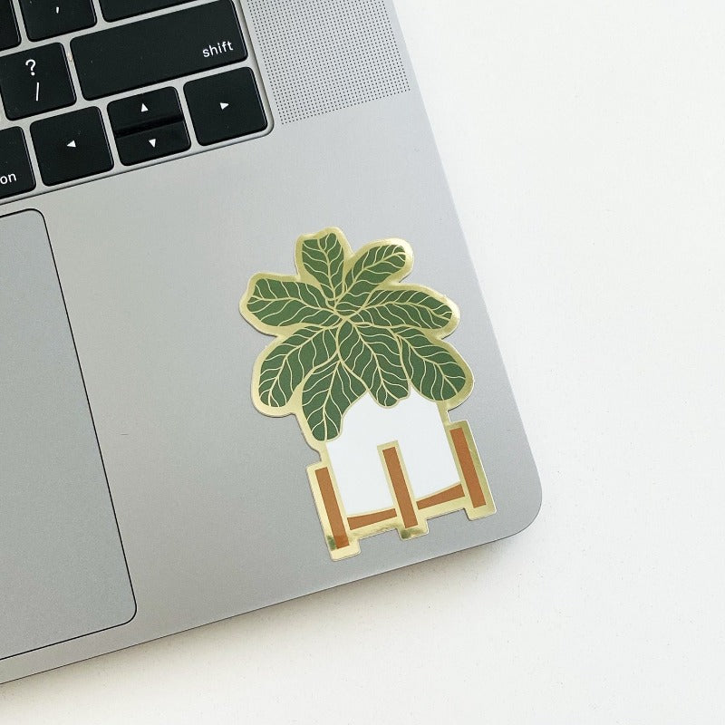 Plant stickers. Fiddle Leaf Fig shown on laptop.