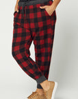 Plus size red plaid pajamas with side pockets.