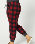 Plus size red plaid pajamas. Side view.