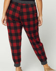 Plus size red plaid pajamas. Back view.