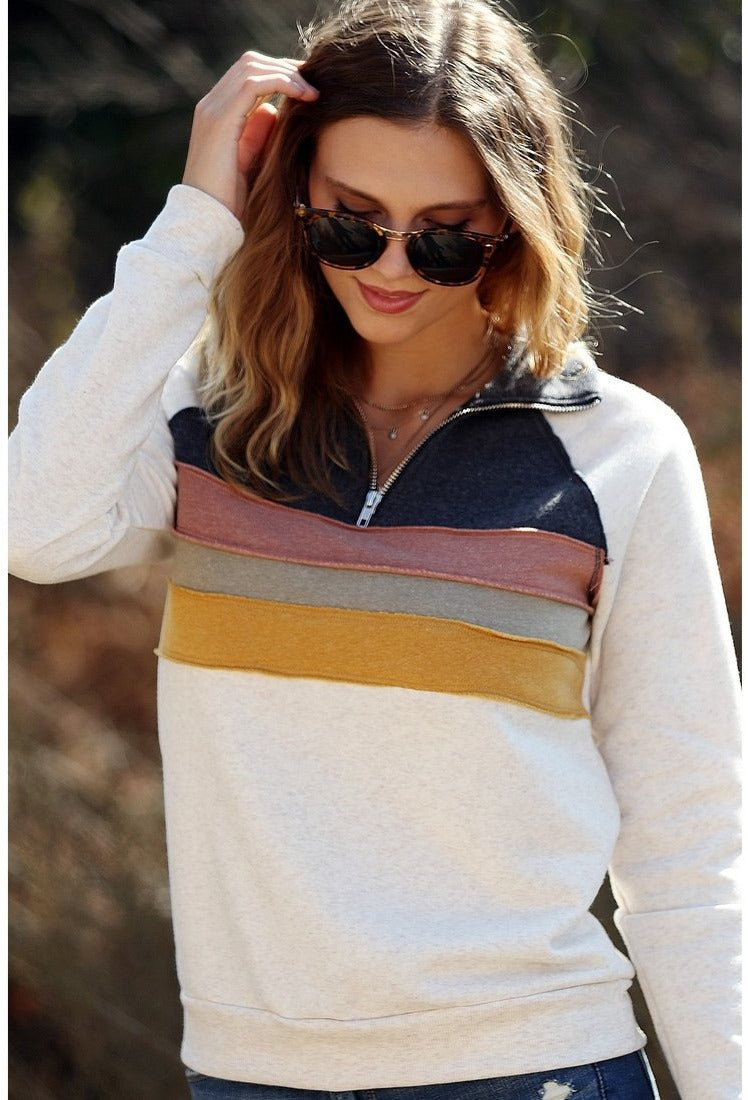 Retro striped pullover - women's top.