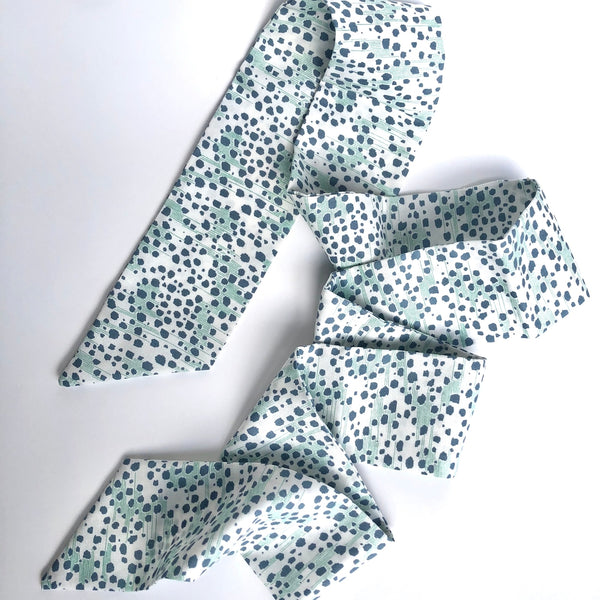Cute hair scarf styles. Organic river waves pattern shown untied.