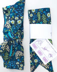 Cute silk hair scarves. Secret garden print with info card with instruction on how to tie.