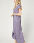 Short Sleeve V-Neck Hi-Lo Maxi