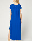 Short Sleeve V-Neck Hi-Lo Maxi