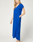 Short Sleeve V-Neck Hi-Lo Maxi