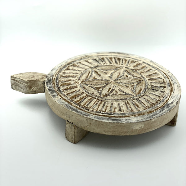 Sample of brown small wooden display stand.