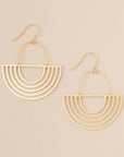 Art deco earrings gold in solar rays shape.