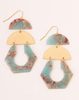 Gold stone chandelier earrings in beautiful aqua terra stone and gold.