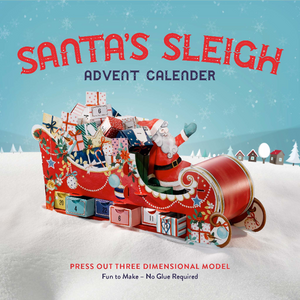 Vintage Santa Advent calendar with 3d sleigh and 24 hidden boxes to open daily.