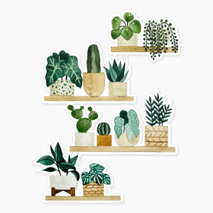 Vinyl plant stickers. Clear vinyl plant shelf sticker.