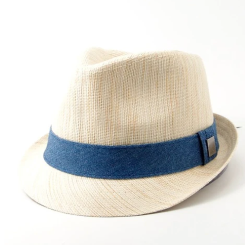 Women's straw fedora hat.