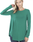 Women's long sleeve tee in green.