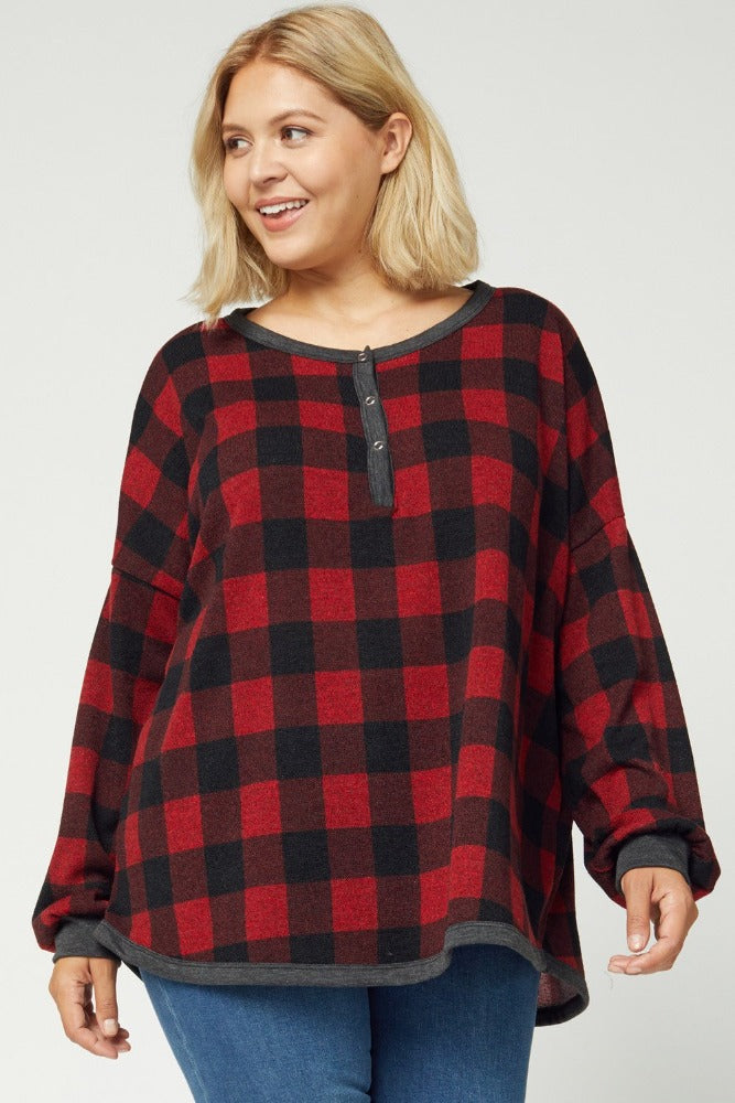 Women's plus size buffalo plaid pajamas.